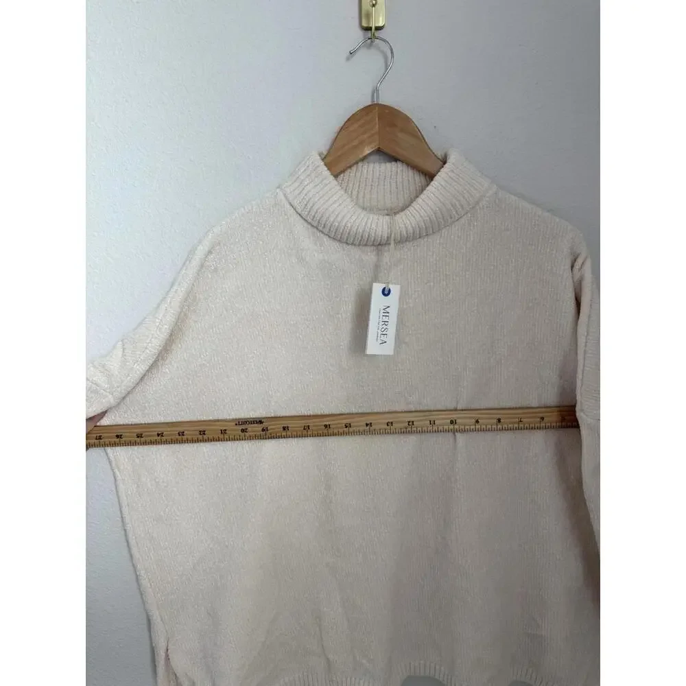 MERSEA NWT Catalina Eversoft Chenille‎ Cream Plush Sweater Sz P